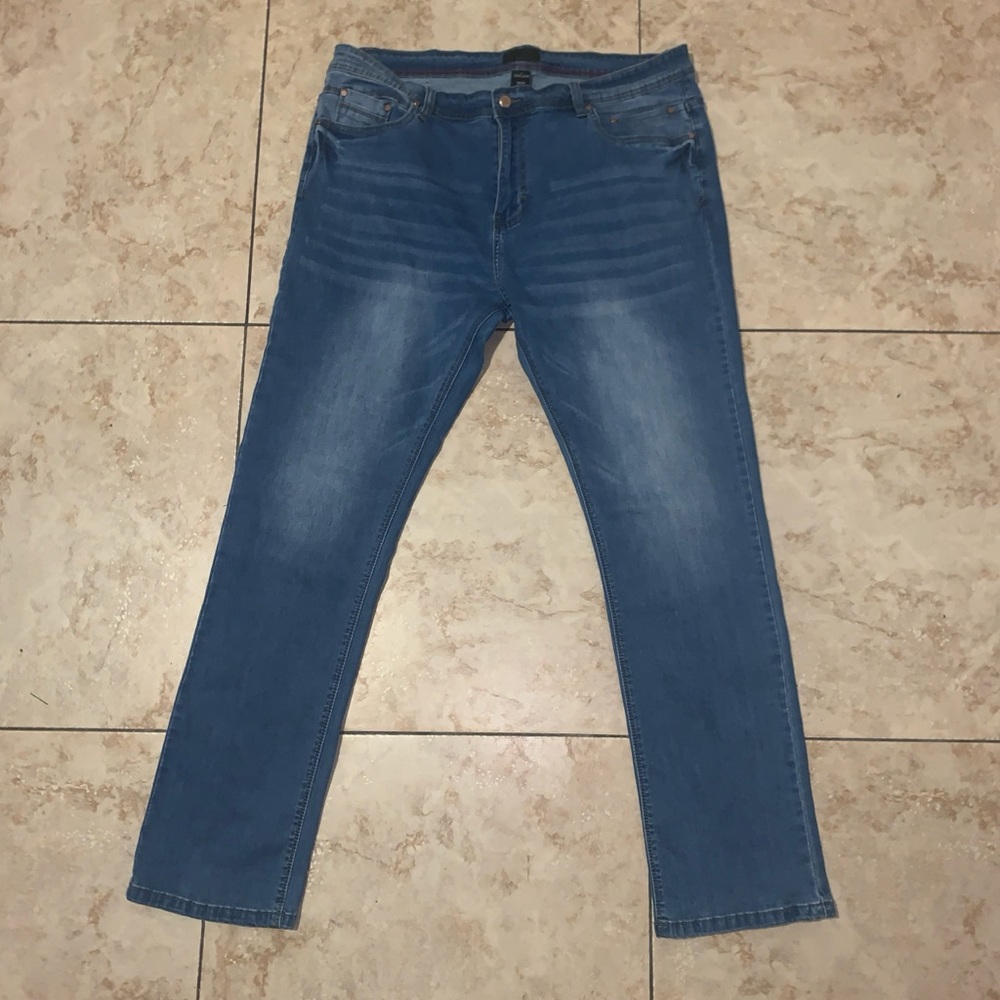 Blue straight leg jeans